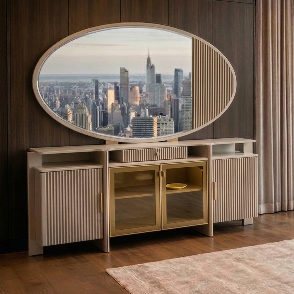 غرفة سفرة كلاسيك CAVE NEW  (فضية + دلسوار + طاولة 8 كراسي)