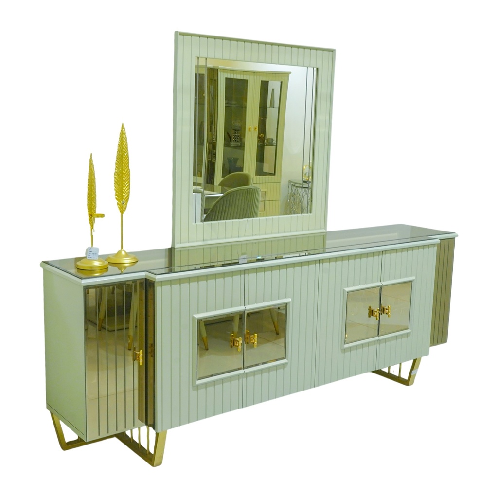 سفرة Valentino (فضية + دلسوار + طاولة 8 كراسي)