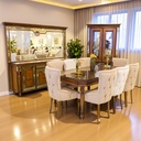 سفرة كلاسيك MONTREAL NEW (فضية + دلسوار + طاولة 8 كراسي)