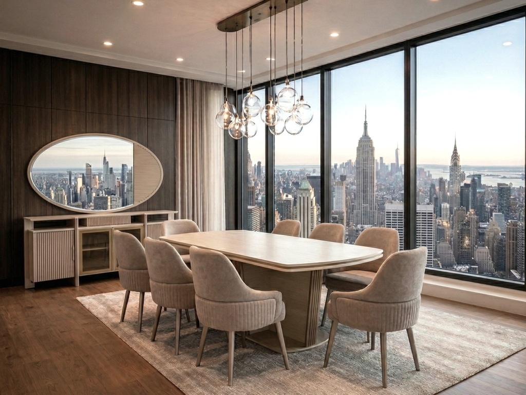 غرفة سفرة كلاسيك CAVE NEW  (فضية + دلسوار + طاولة 8 كراسي)