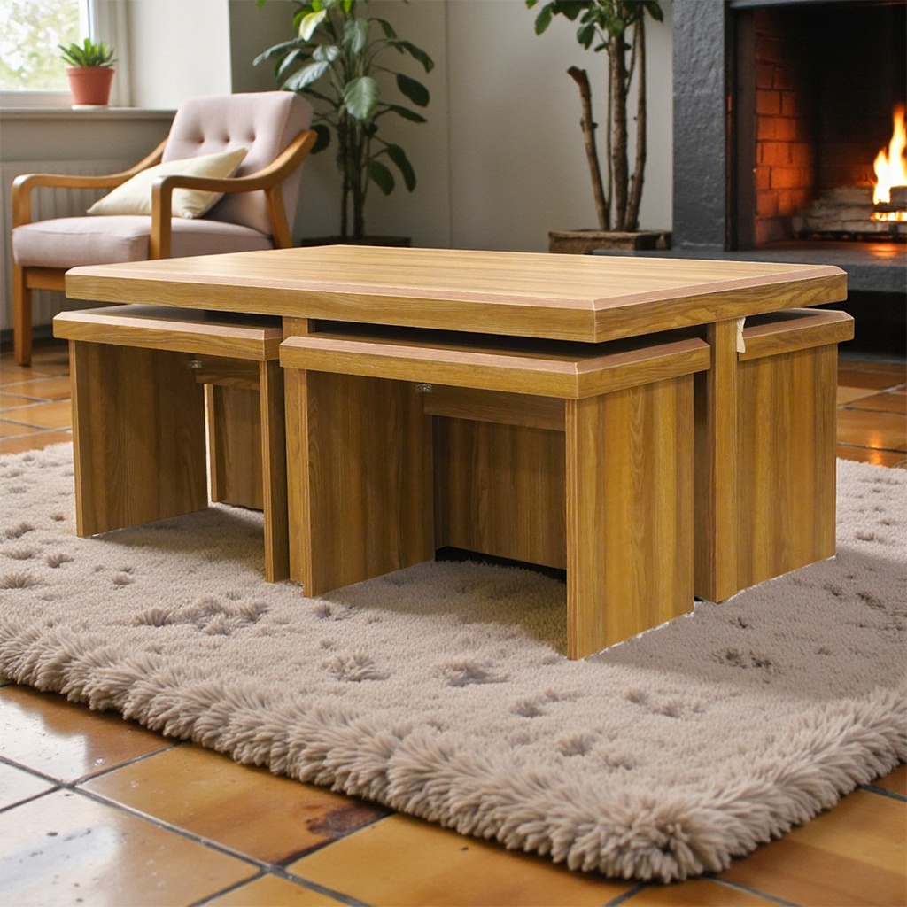 طاولة وسط + 4 جانبيات متداخلة SMOOTH  