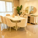 غرفة سفرة كلاسيك CAVE NEW  (فضية + دلسوار + طاولة 8 كراسي)